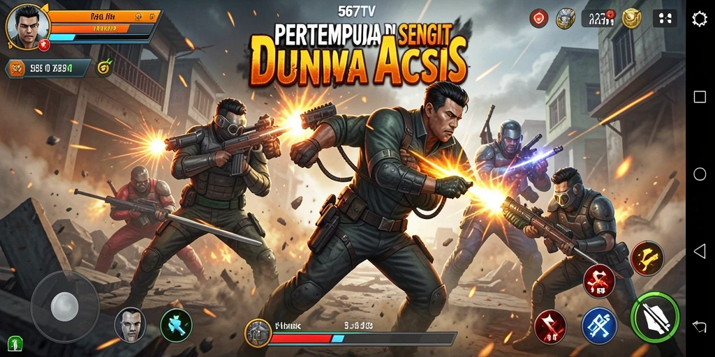 Tangkapan layar menunjukkan aksi mendebarkan di 567TV dengan grafis yang tajam.