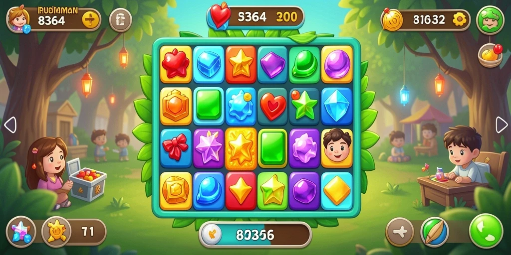 Screenshot utama 8364 menampilkan gameplay Match-3 yang menarik.