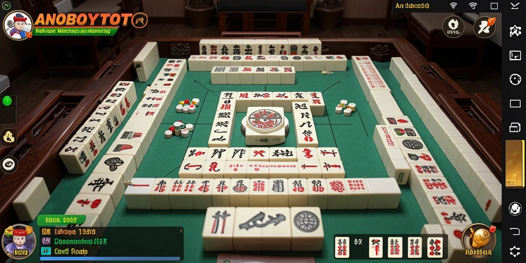 Tampilan gameplay ANOBOYTOTO dengan ubin Mahjong yang cerah.