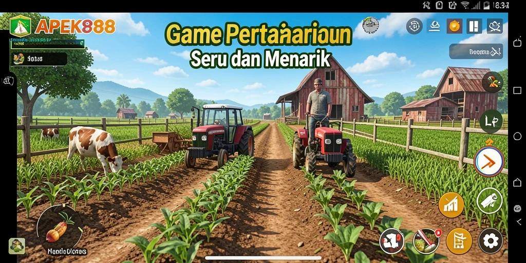 Tampilan gameplay menarik APEK88 saat bertani di ladang.