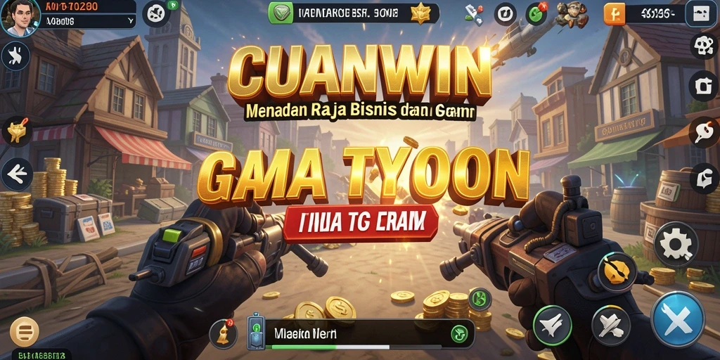 Tampilan gameplay <strong>CUANWIN</strong> dengan berbagai elemen bisnis yang menarik.