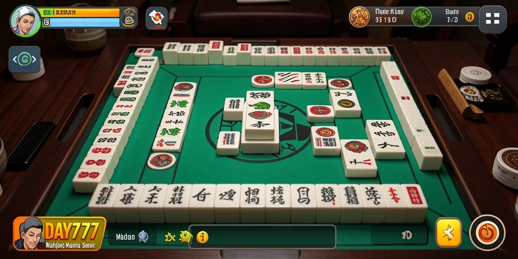 Tampilan gameplay menarik di DAY777 menunjukkan strategi Mahjong.