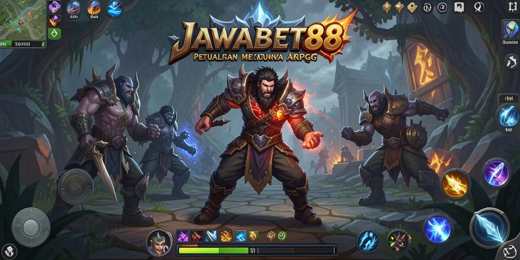 Screenshot gameplay JAWABET88 menampilkan aksi pertempuran seru.