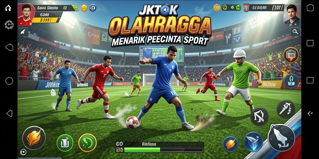 Tampilan gameplay JKTOK dengan aksi olahraga yang menegangkan.