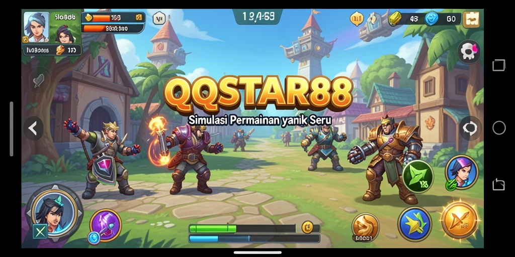Screenshot gameplay <strong>QQSTAR88</strong> menunjukkan desain dunia yang fantastis.