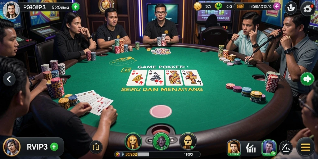 Screenshot gameplay RVIP3 menampilkan pengalaman poker yang mendebarkan.